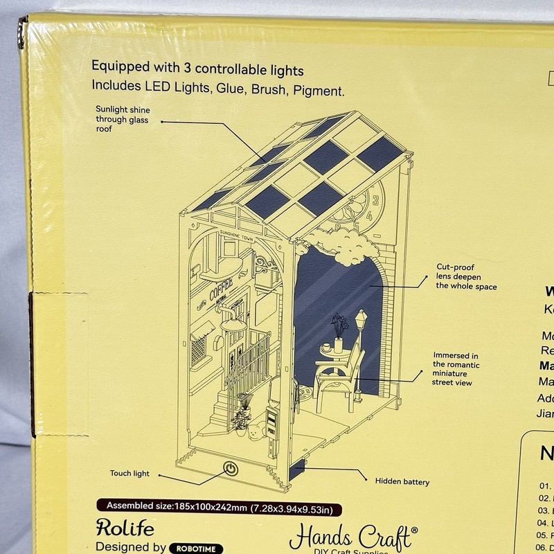 Rolife DIY Sunshine Town Miniature House Book Insert Bookend LED Light TGB02 New gallery