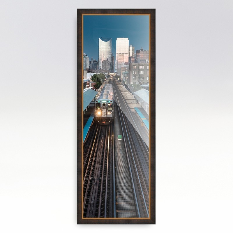 5x20 In Rustic Brown with Gold Real Wood Picture Frame Width 1.25 inches | Inter gallery