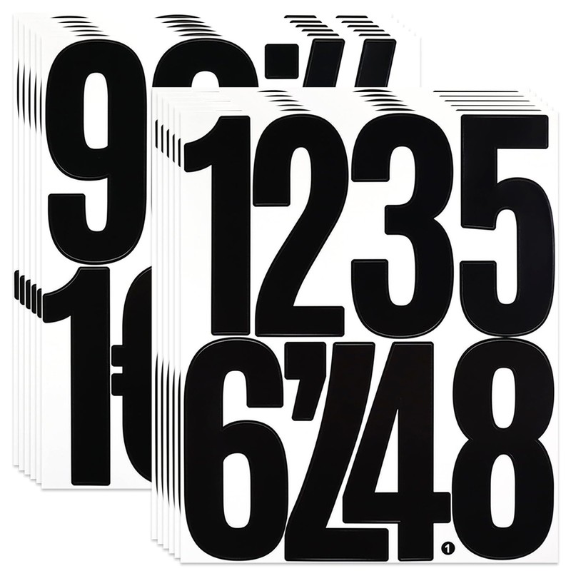 12 Sheets 5 Inch Vinyl Number Stickers 0-9 Self Adhesive Large Number Stickers