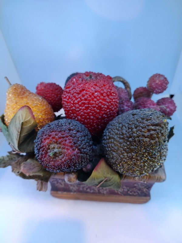Vintage Beaded Fruit Basket Light Weight Foam? Paper Mache’ Pier 1 Imports