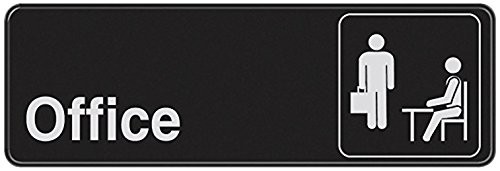 2 Pack Black Office Signs High Visibility Plastic 3X9 Inches With Mounting St…