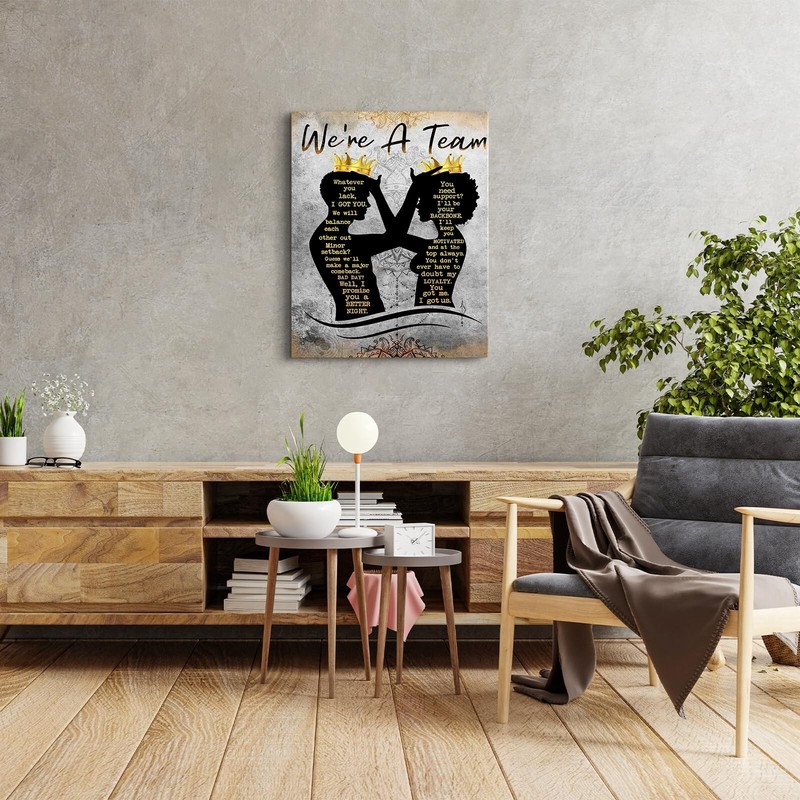 African American Wall Art Black King and ​Queen Wall Art We're A Team Insp gallery