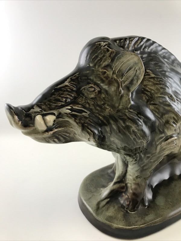 Boar Saint-Clément - Large Vintage Ceramic Statue 30cm - France gallery