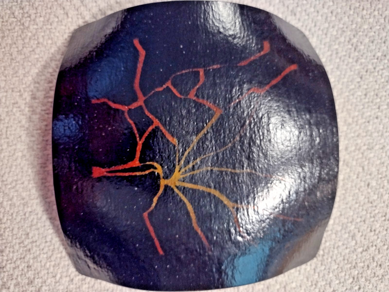 Art Glass Modern Iridescent Fused Decorative Glass 6" X 6" Square Dish gallery