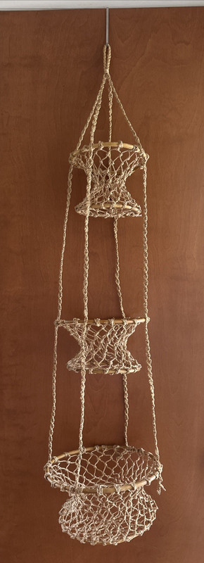 Vintage 3-Tier Bamboo Rope Macrame Hanging Basket – Boho Plants Fruit
