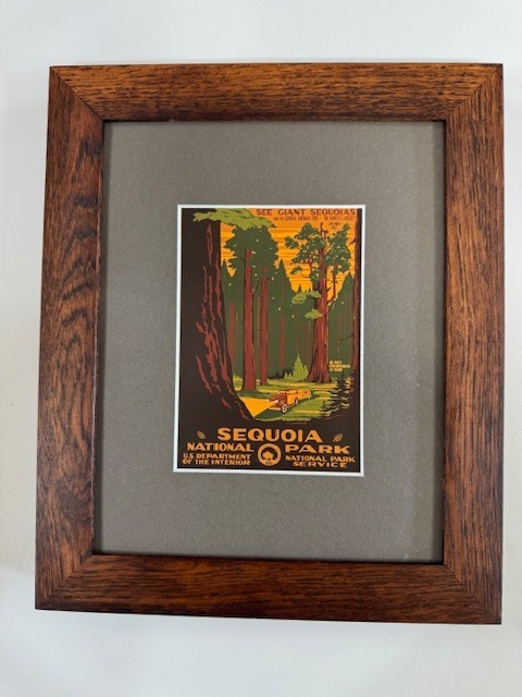 Framed and Matted Ranger Doug Sequoia WPA Notecard Family Woodworks LLC