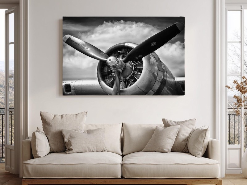 Vintage Airplane Propeller Canvas WW2 Bomber Black White Aviation Art gallery