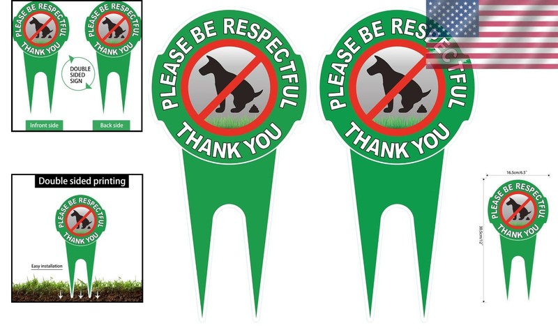 2 Pack No Poop Dog Sign 12x6 - Double Sided Yard Stake gallery