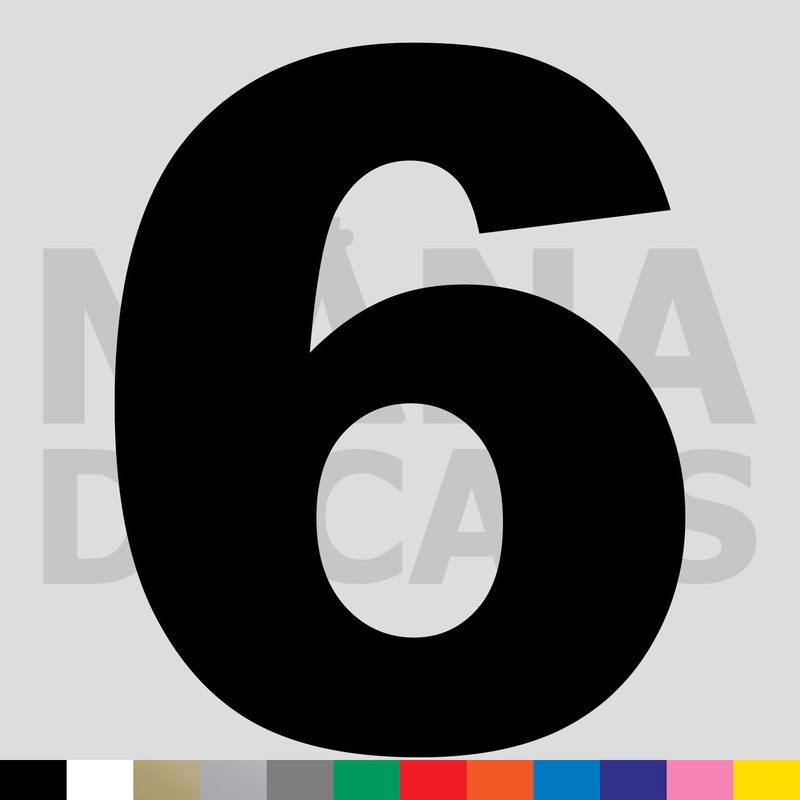 Number Six 6 Vinyl Die Cut Decal Sticker