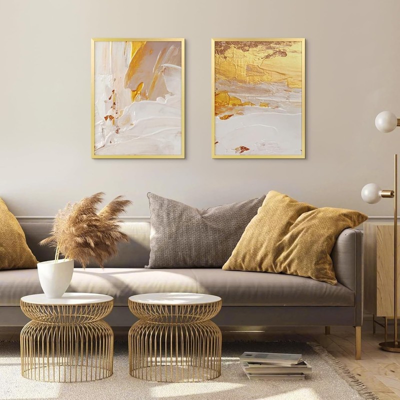 Modern Gold Matted Picture Frames, 18x24 or 16x20 - Perfect for Home Decor gallery