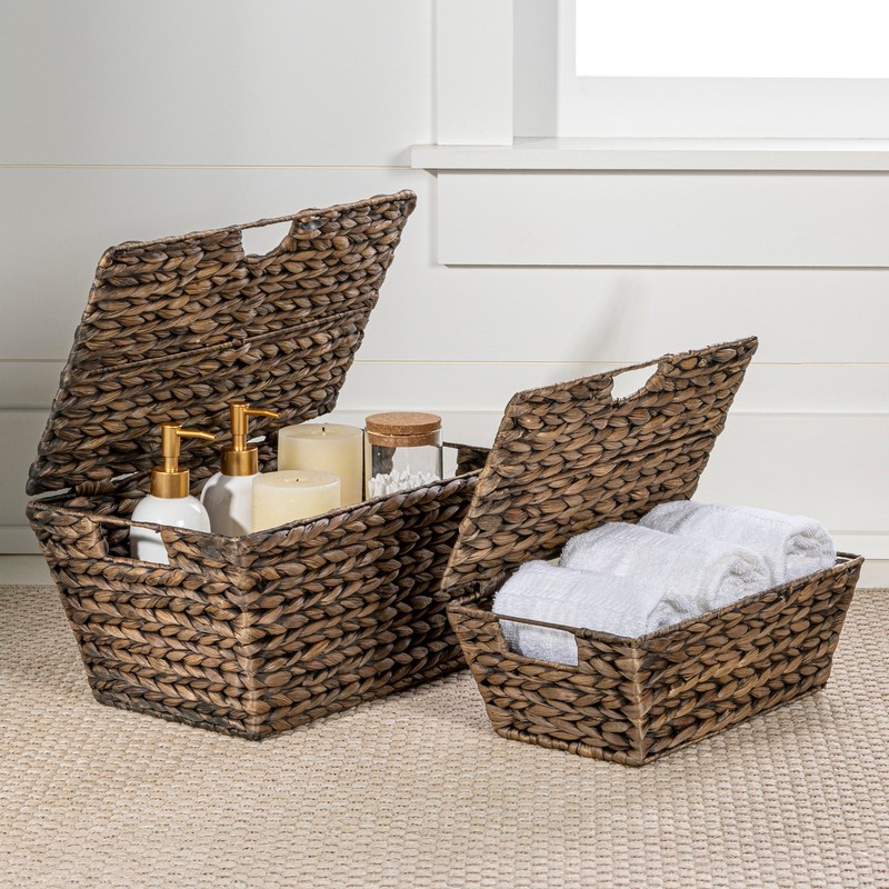 happimess BSK2007-2SET Wilder 15-3/4"W Metal and Water Hyacinth - Brown gallery