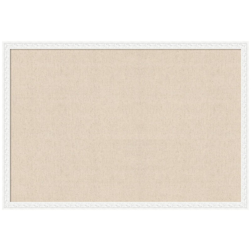 Framed Fabric Pinboard 38 x 26, Neutral Weave Printed Linen Decorative Bullet…