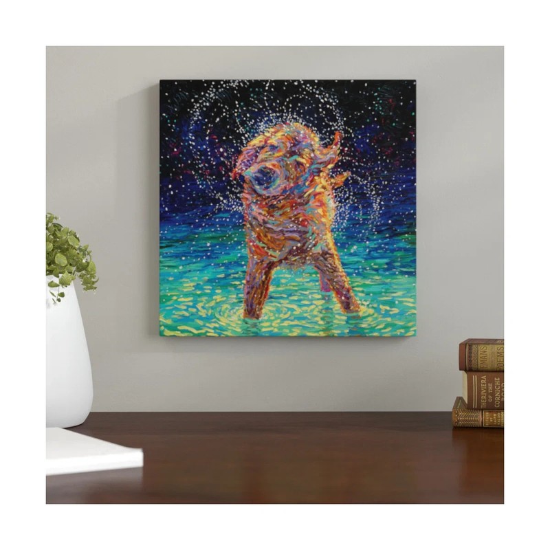 Golden Retriever on Moonlight Swim On Canvas by 12x12 in gallery