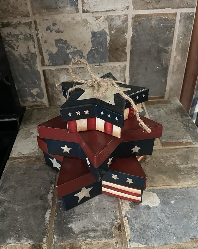 Patriotic Stackable 3 Star Shaped Boxes 7” Height