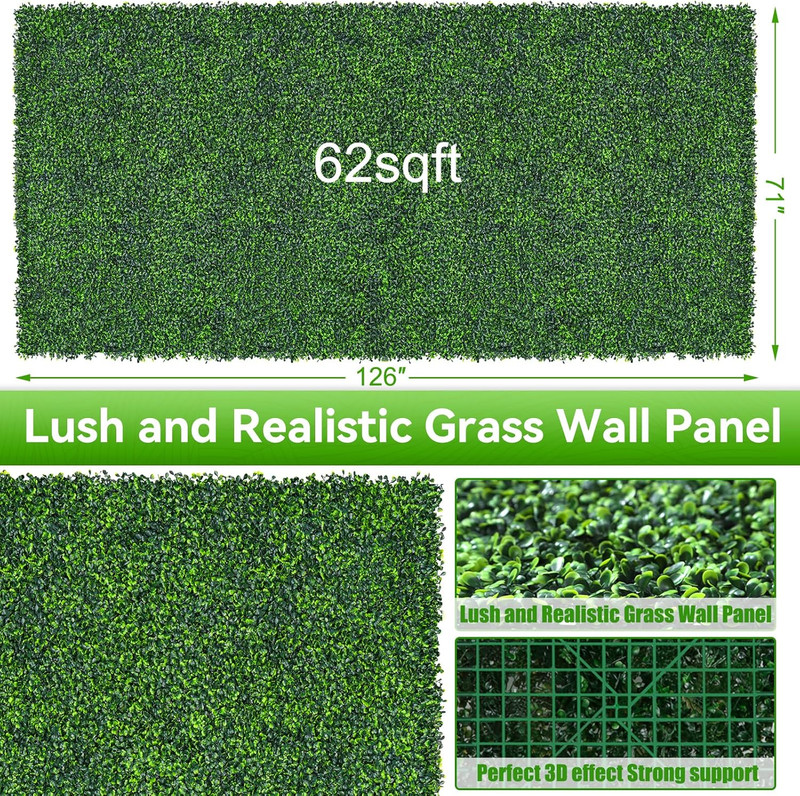 Artificial Boxwood Roll 71x126" UV-Proof Faux Ivy Wall for Privacy & Decor gallery