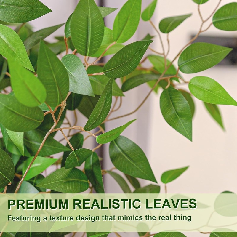 6FT Artificial Ficus Tree with White Planter, Realistic Faux Silk Indoor Outdoor gallery