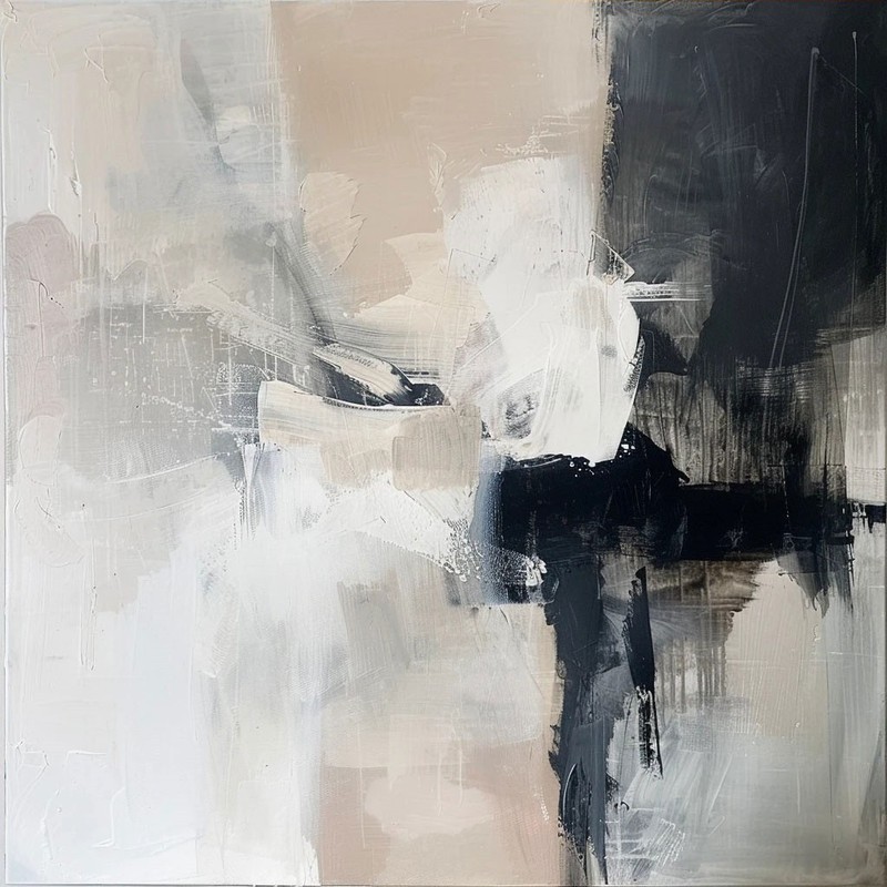 Hand Painted Oil Painting Canvas Abstract Wall Art Picture Gray Home Decor