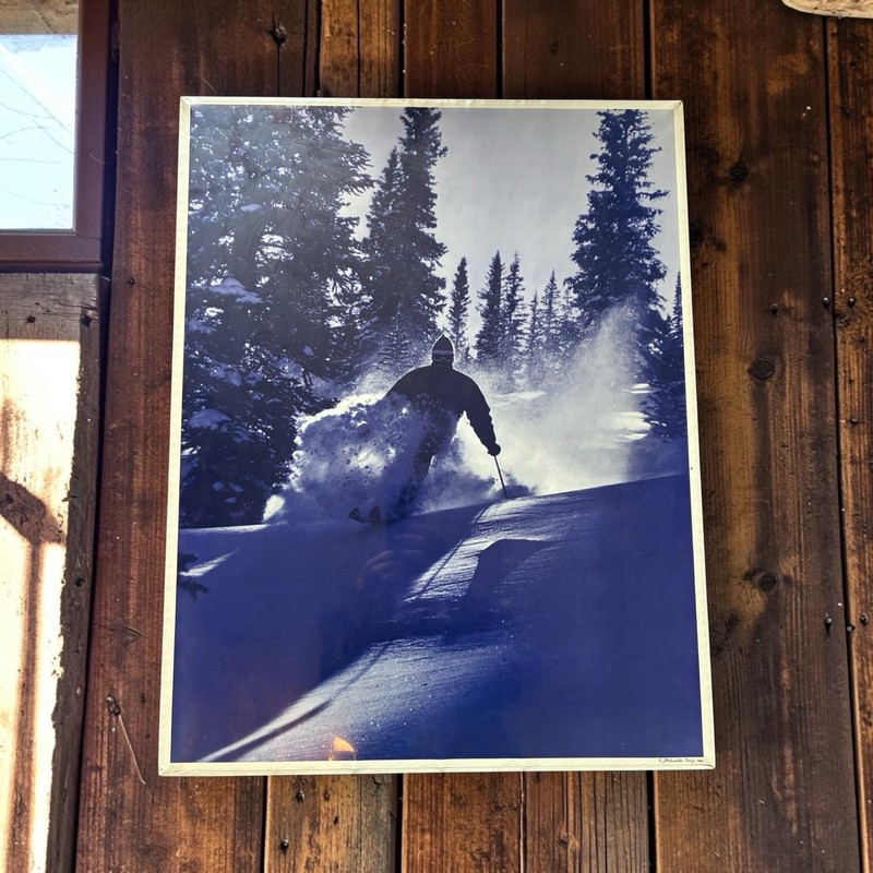 Vintage 1980s Schroadter Design Apres Ski Lodge Art Poster Print Powder Skier