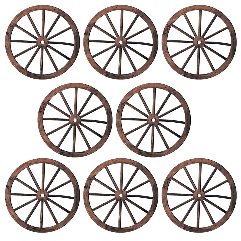 8 Pieces Wooden Wagon Wheel Wall Decor 10 Inches Old Western Art Farmhouse Wa…