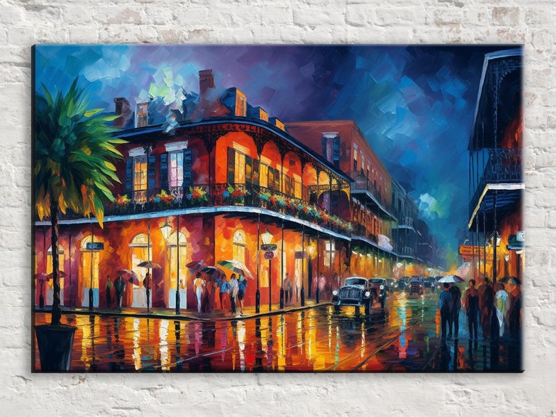 New Orleans Canvas Art French Quarter Bourbon Street Large Living Room Decor
