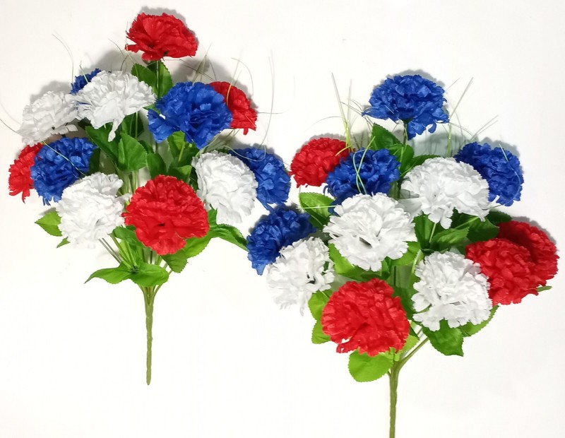 (2 pcs) 17″ Red White Blue Multicolored Silk Flower Bush Home Yard Craft Holiday