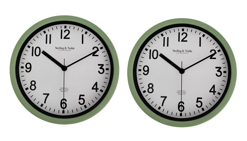 NEW 8.78″ Basic Indoor Analog Round Modern Wall Clock, Sage PACK OF 2
