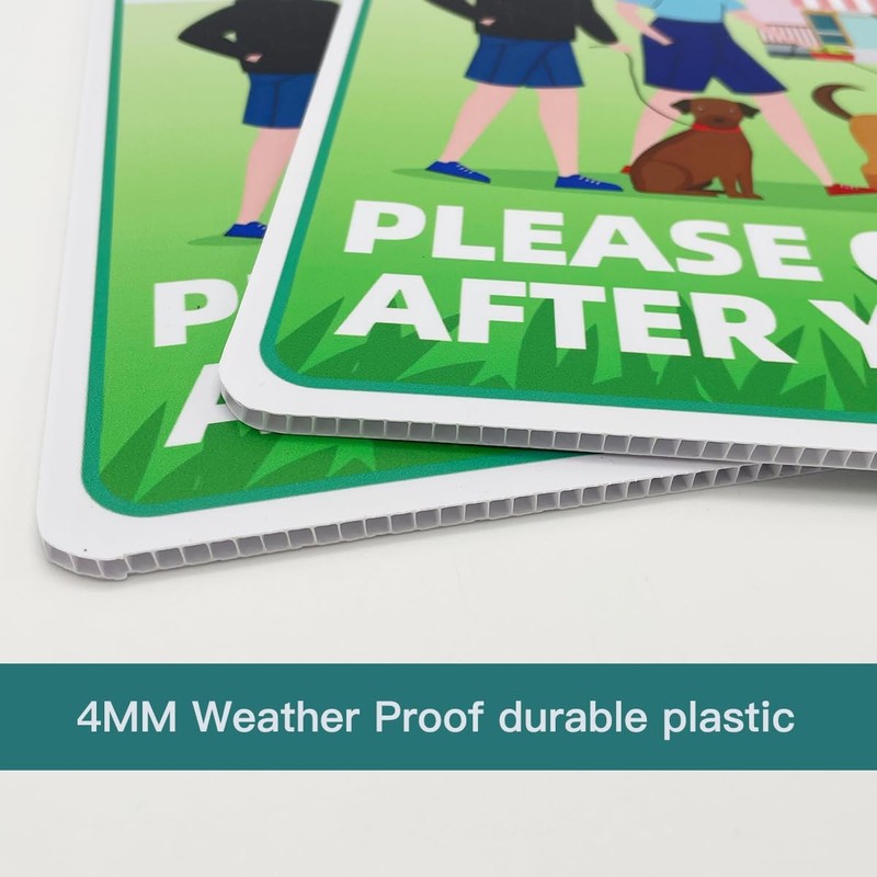 Clean Up After Your Dog Signs, 2 Pack 12"x9" with Metal H-Stakes Be a Good Ne... gallery