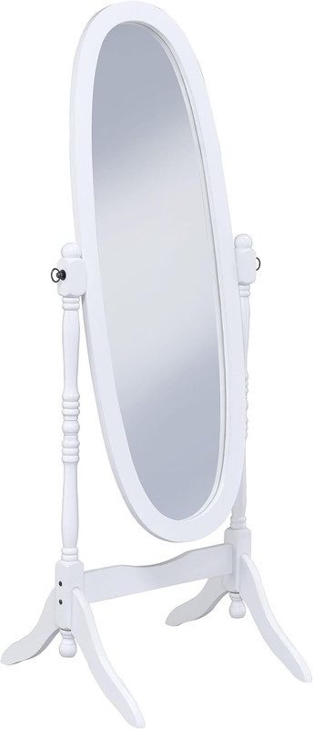 Home Furnishings Foyet Wood Adjustable Full Length Cheval Mirror White 950802