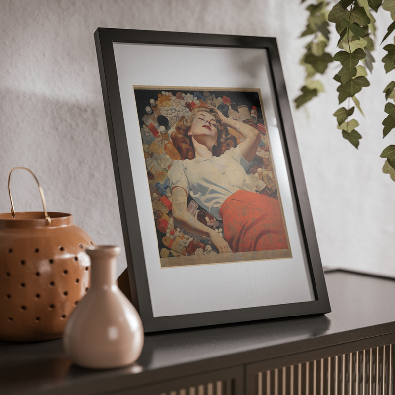 Vintage DRUG GIRL Wall Art, Retro Happy Pill Bathroom Decor, Pills Self Medicate gallery