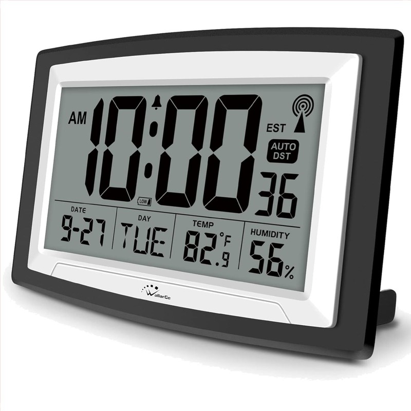 Battery Operated Atomic Clock with Temperature & Humidity - Perfect for Seniors