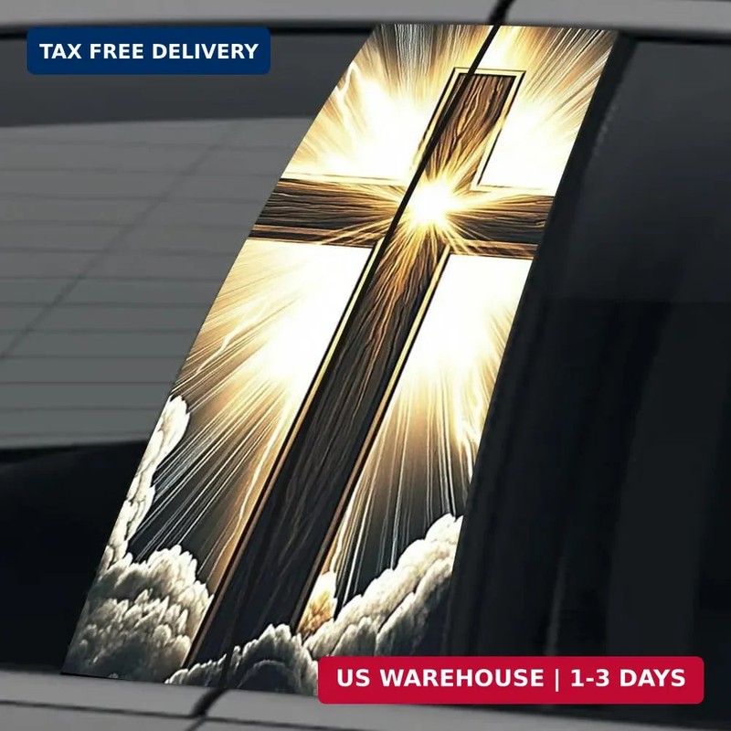 1 Pair Jesus Car B-Pillar Decals, Cross Car Center Pillar Stickers, Waterproof V gallery