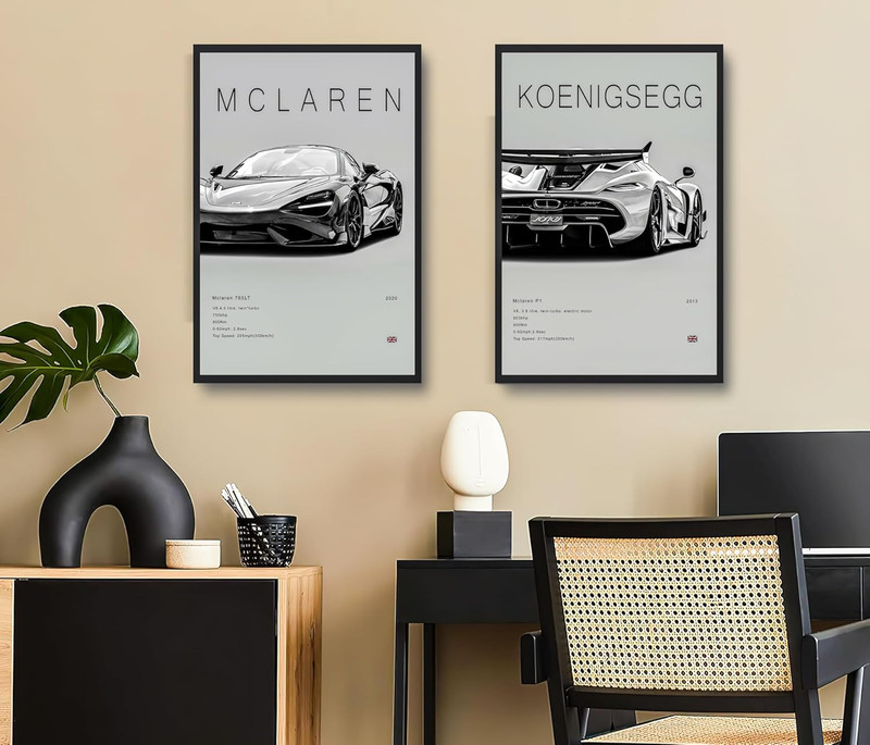 9Pcs Super Car Posters for Boys Room, Racing Car Wall Art for Me... gallery