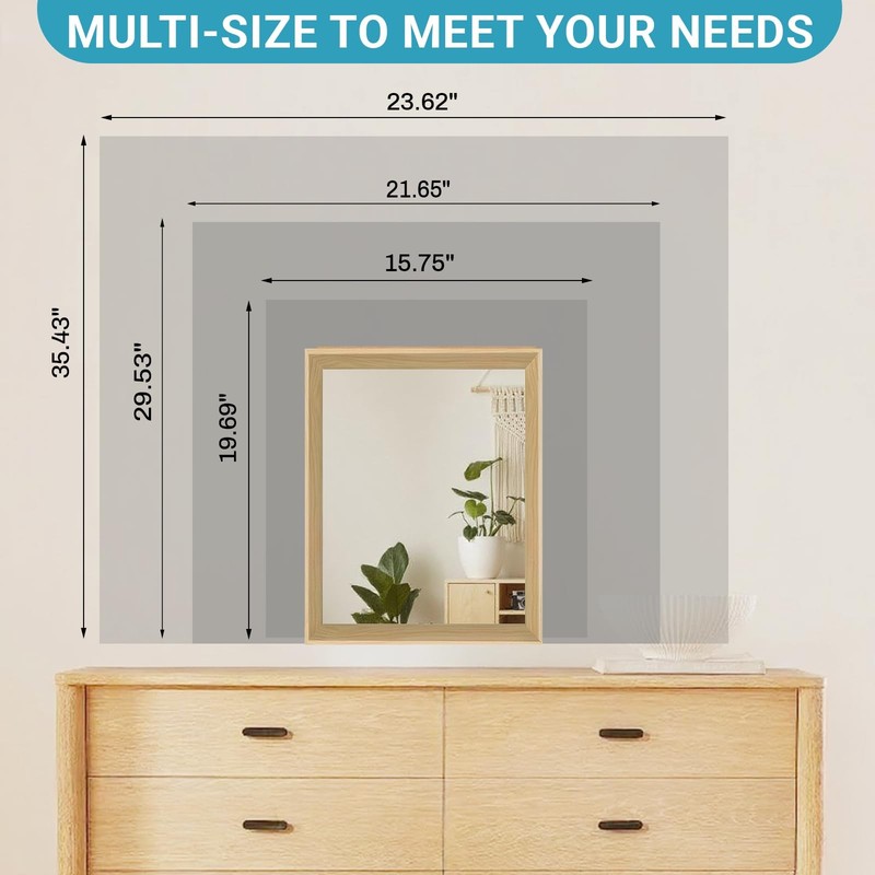 Oak Wood Effect Framed Wall Mirror, 16x20 Rectangle Mirror, 1/8" Anti-desilve... gallery