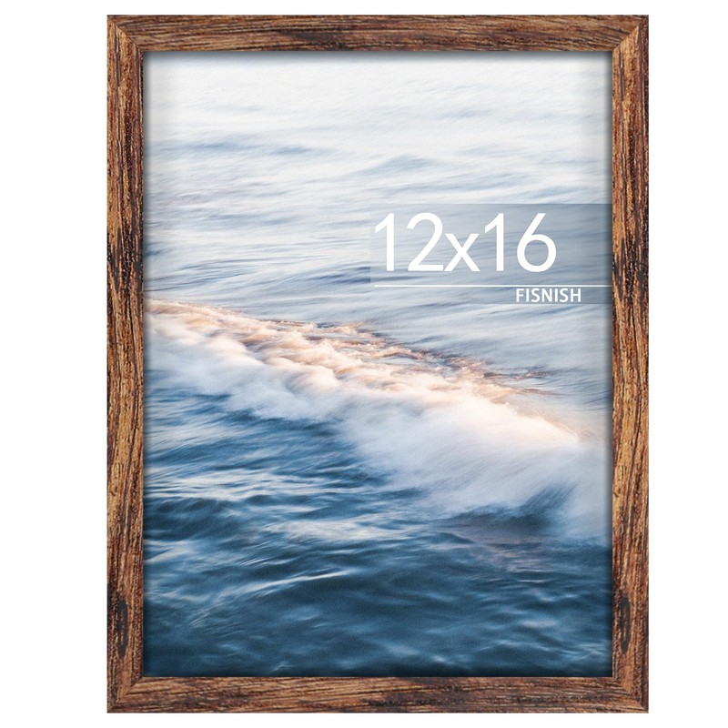 Fisnish 12×16 Picture Frame Brown, Classic Poster Frame for Horizontal or Ver…
