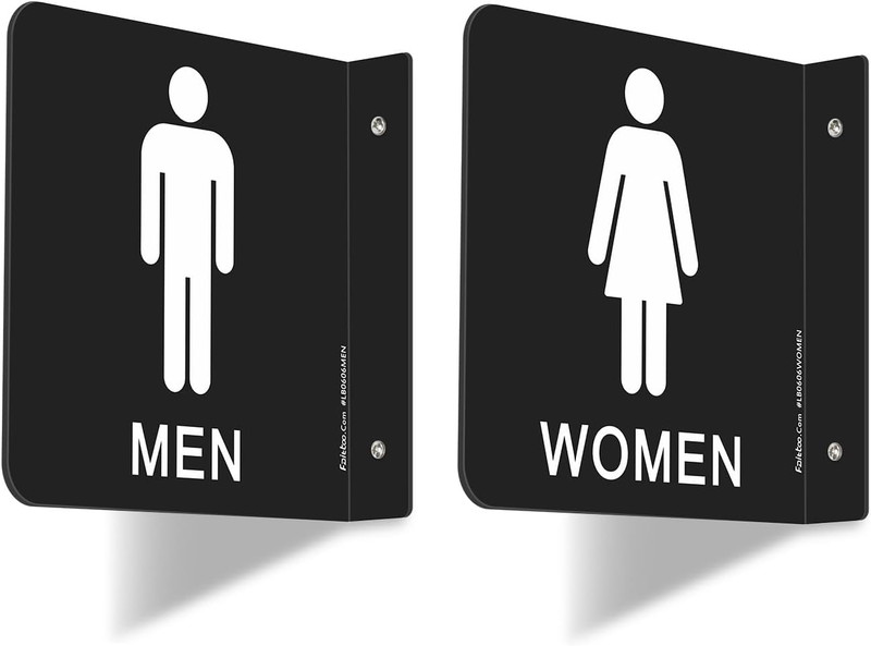 Faittoo Restroom Sign, Bathroom Signs, (2 Pack) 6 X 6 Inches Acrylic Sign, for O