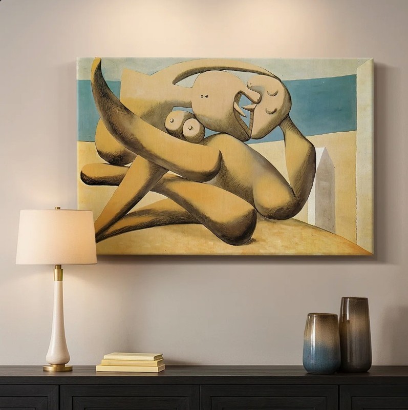 Pablo Picasso - The Kiss - Framed Canvas Wall Art Abstract Modern Home Decor gallery