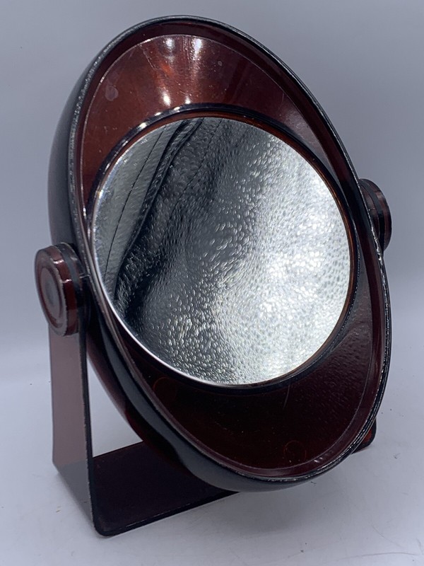 Vintage Double Sided Brown Tortoise Shell Swivel Magnifying Make-Up Oval Mirror gallery