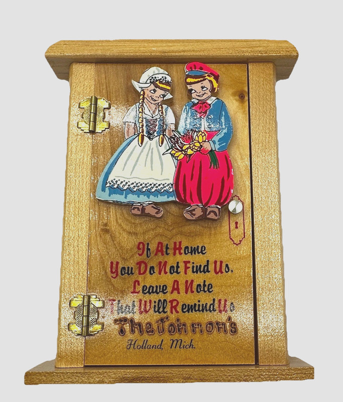 Vintage Wooden Door Notepad Box Dutch Children Johnon Name Engraved Holland Mich
