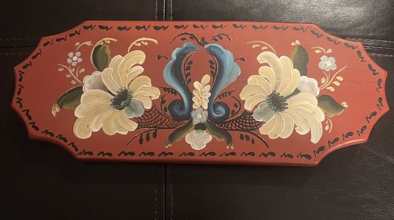 Vintage Norwegian Hand Painted Rosemaling Wall Decor