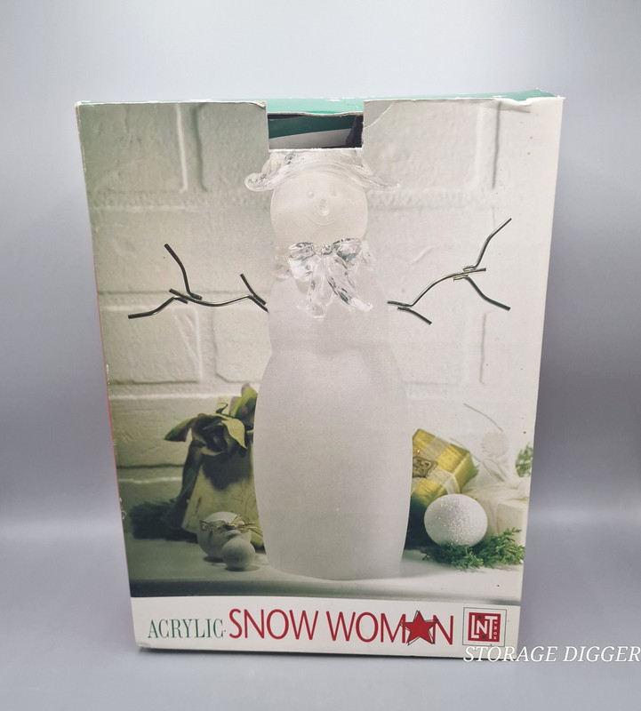 VTG Linens N Things Acrylic Snow Woman Table Piece Frosted Christmas 12″ Decor