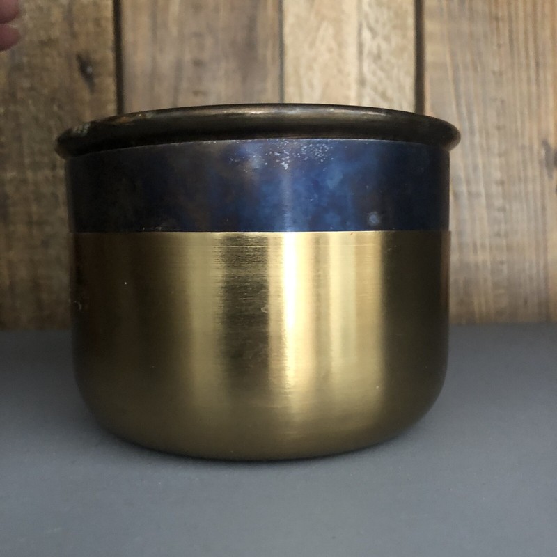 Brass Finished Metal Bowl w Lid Home Decor 3”x 4”