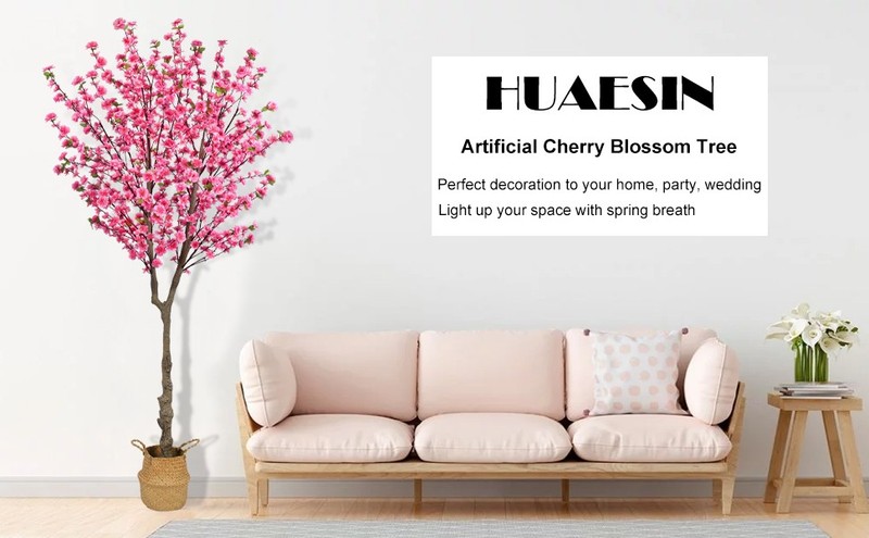 6.5ft Artificial Cherry Blossom Tree with 32 Branches, Pink Silk Flowers for gallery