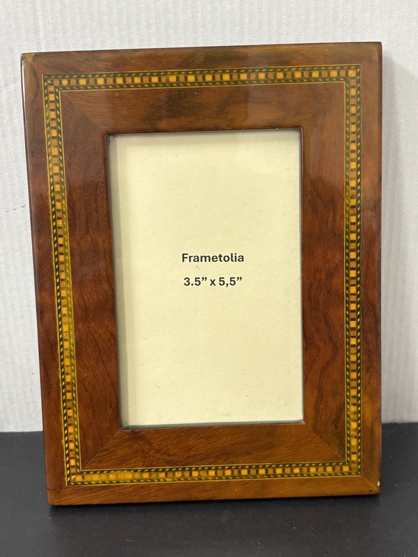 Natalini PICTURE FRAME 3,5″ X5 5 “Photo LIGHT & DARK WOOD Border ITALY Marquetry