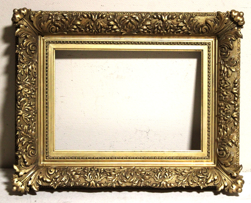 SUPERB ANTIQUE FITS 9 x 13" FRENCH BAROQUE PICTURE FRAME VICTORIAN WOOD DEEP gallery