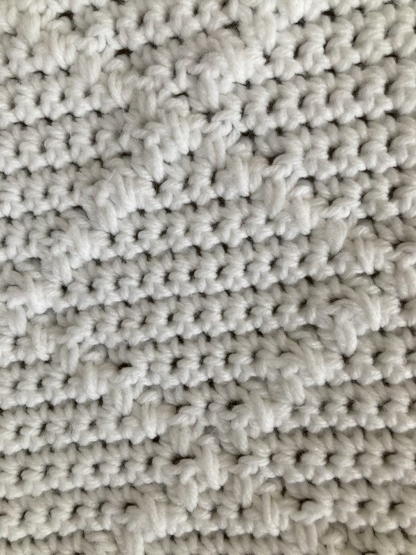 NEW HANDMADE Soft Crocheted Afghan Throw White Diamond Texture Approx 52”x38” gallery
