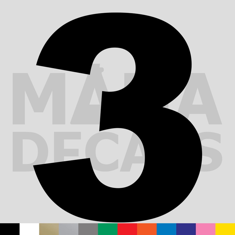 Number Three 3 Vinyl Die Cut Decal Sticker