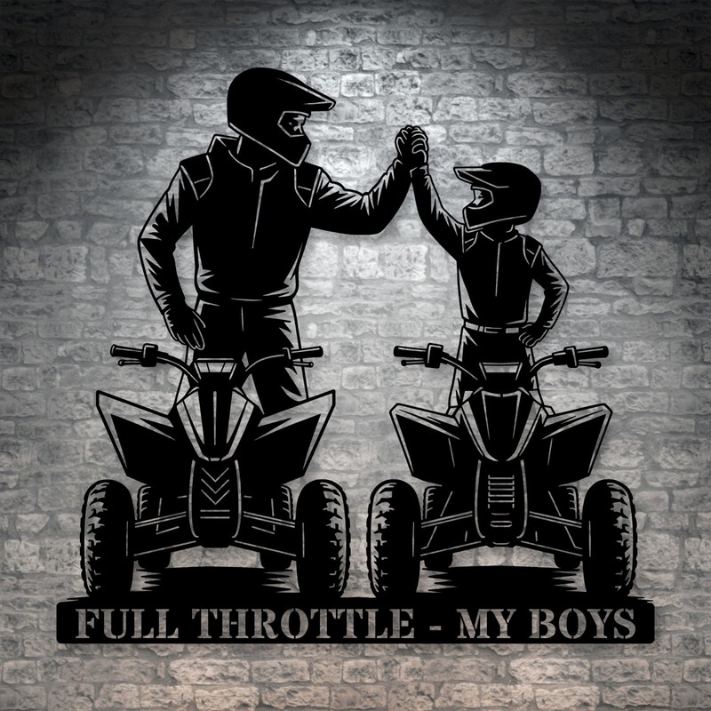 Personalized Dad And Son ATV Metal Sign. Custom Father’s Day Wall Decor Gift