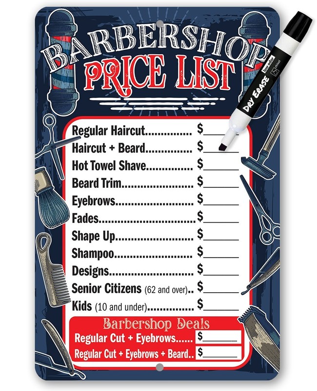 Barbershop Price List Metal Sign Indoor Outdoor Salon Wall Art Decor