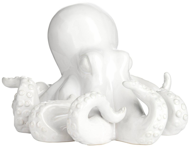 Octopus 9 1/4" Wide Shiny White Decorative Figurine