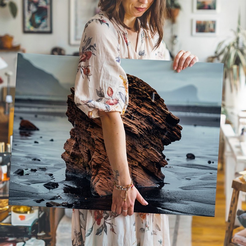 Large, Rugged Rock Formation Dominates The Center Of The Wall Art Canvas Print gallery